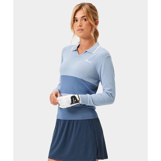 Macade Golf Ella Knit Top Langarm Polo blau