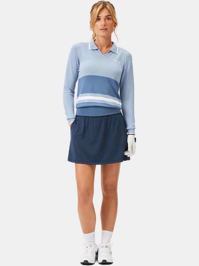 Macade Golf Ella Knit Top Langarm Polo blau