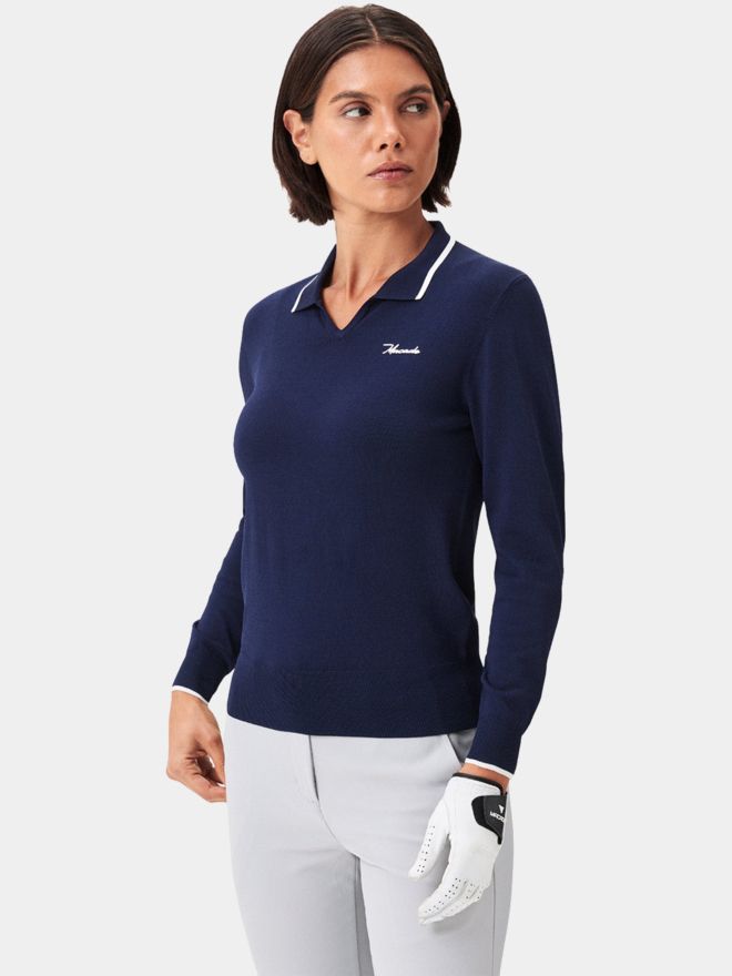 Macade Golf Ella Knit Top Langarm Polo navy