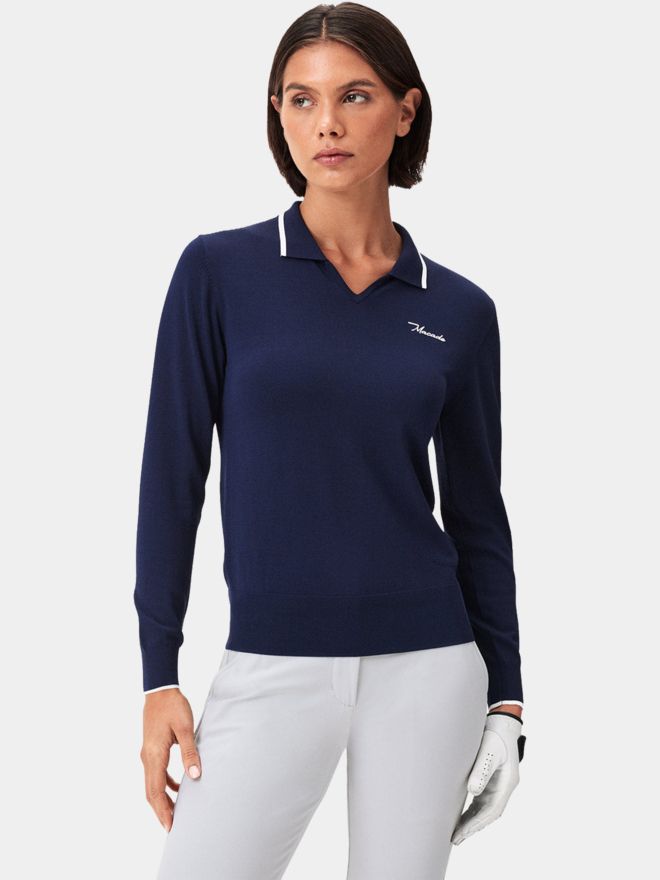 Macade Golf Ella Knit Top Langarm Polo navy