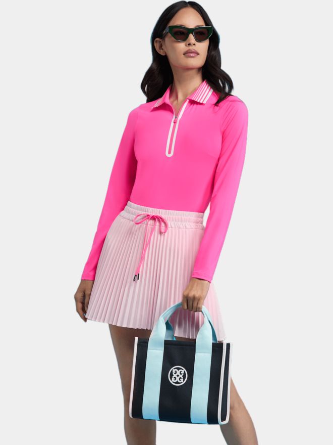 G/Fore SILKY TECH QUARTER ZIP Langarm Polo pink