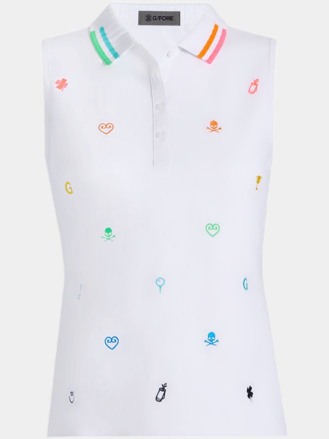 G/Fore EMBROIDERED ohne Arm Polo weiß