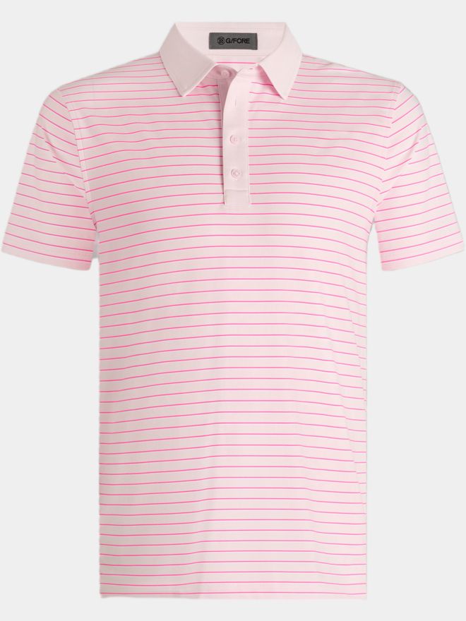 G/Fore FEEDER STRIPE TECH JERSEY Halbarm Polo rosa