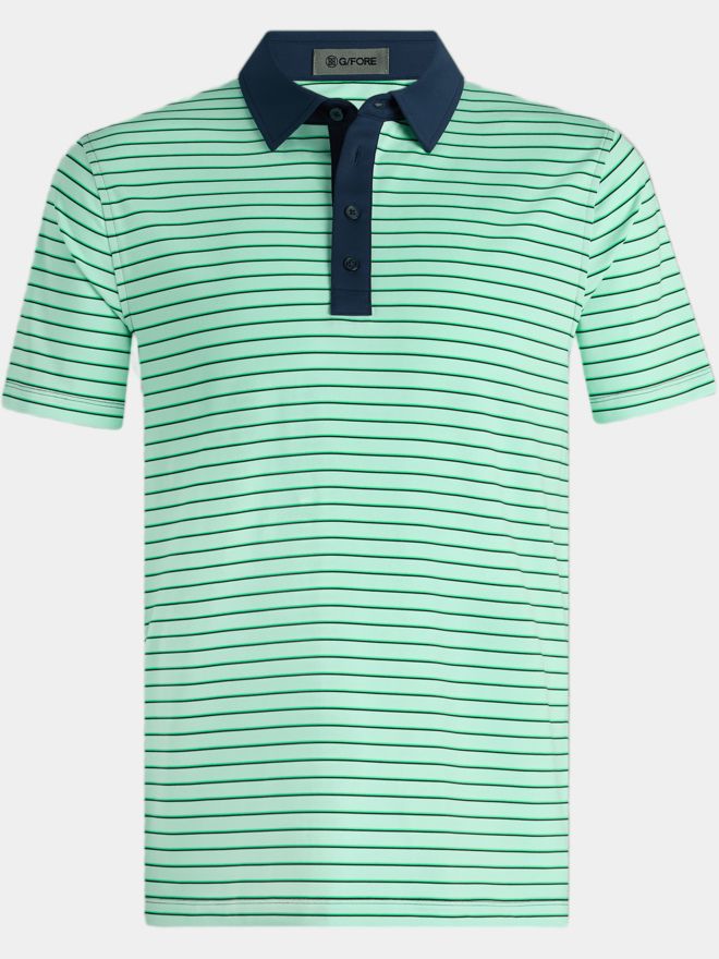 G/Fore FEEDER STRIPE TECH JERSEY Halbarm Polo hellgrün