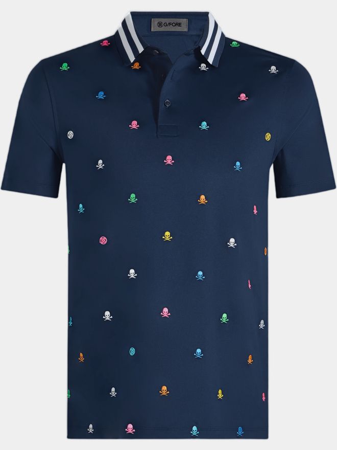 G/Fore EMBROIDERED TECH JERSEY Halbarm Polo navy