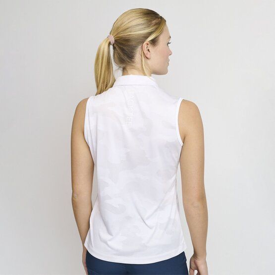 Backtee  Ladies camou top without sleeves polo white