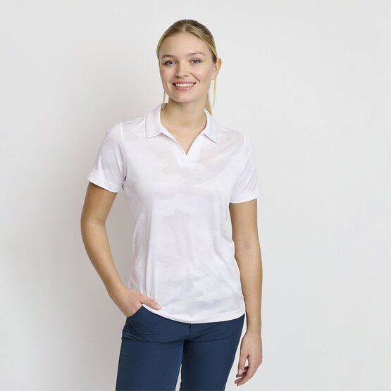 Backtee  Ladies Camou half sleeve polo white