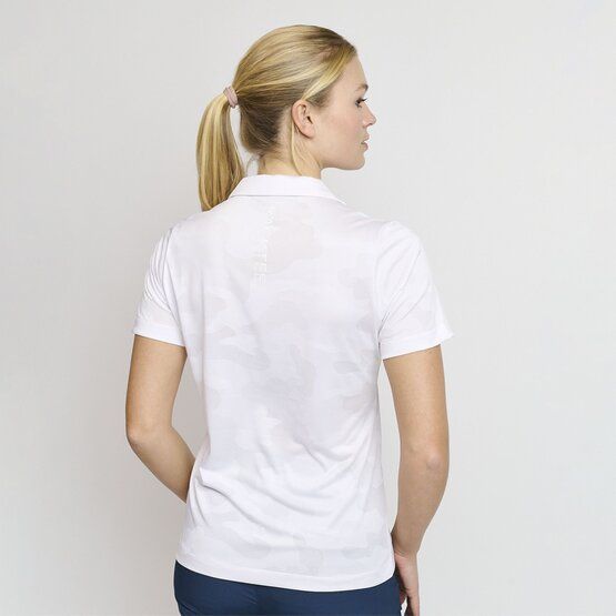 Backtee  Ladies Camou half sleeve polo white