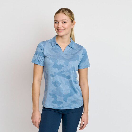 Backtee  Ladies Camou half sleeve polo blue