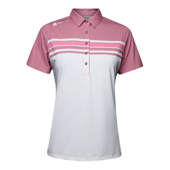 Backtee  Ladies Vertical Half-Sleeve Polo pink