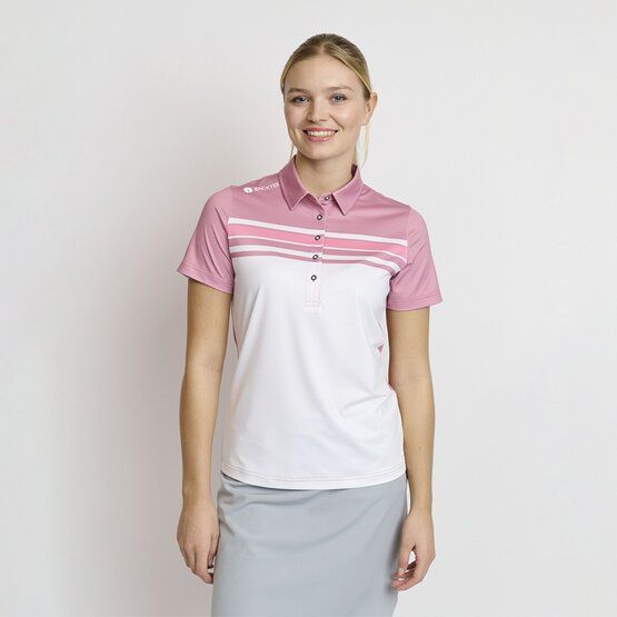 Backtee  Ladies Vertical Half-Sleeve Polo pink