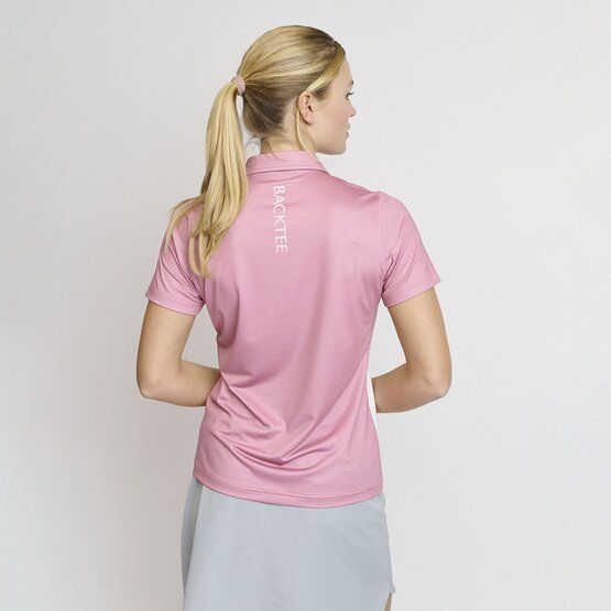 Backtee  Ladies Vertical Half-Sleeve Polo pink