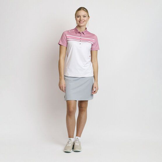 Backtee  Ladies Vertical Half-Sleeve Polo pink