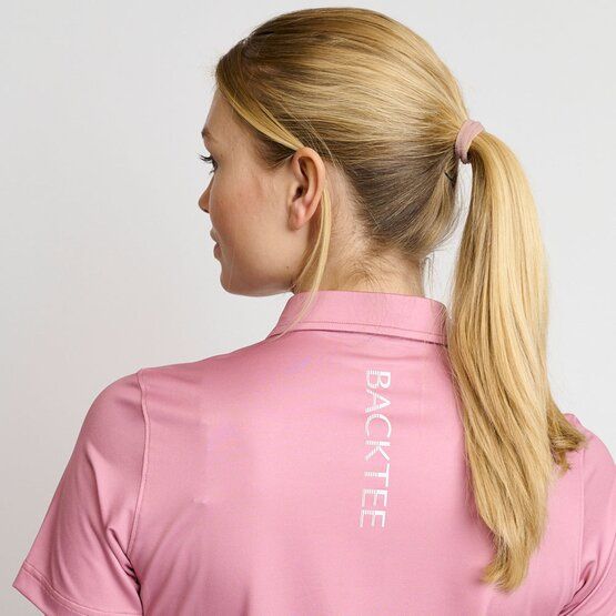 Backtee  Ladies Vertical Half-Sleeve Polo pink