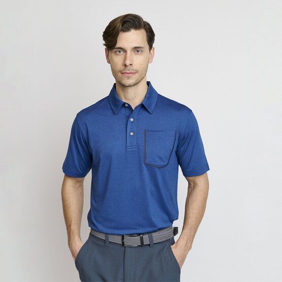 Backtee Mens Melange Halbarm Polo navy