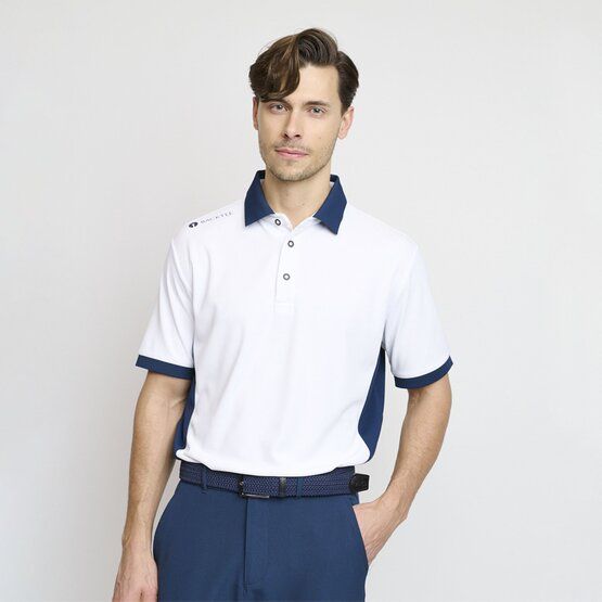 Backtee  Mens Hole-in-one half-sleeve polo white