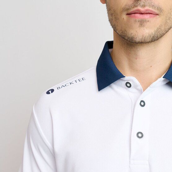 Backtee  Mens Hole-in-one half-sleeve polo white