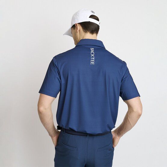 Backtee  Mens Vertical Half Sleeve Polo navy