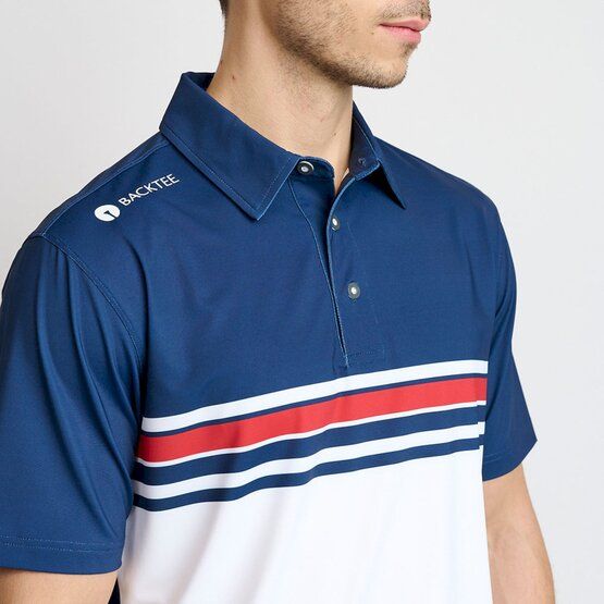 Backtee Mens Vertical Halbarm Polo navy