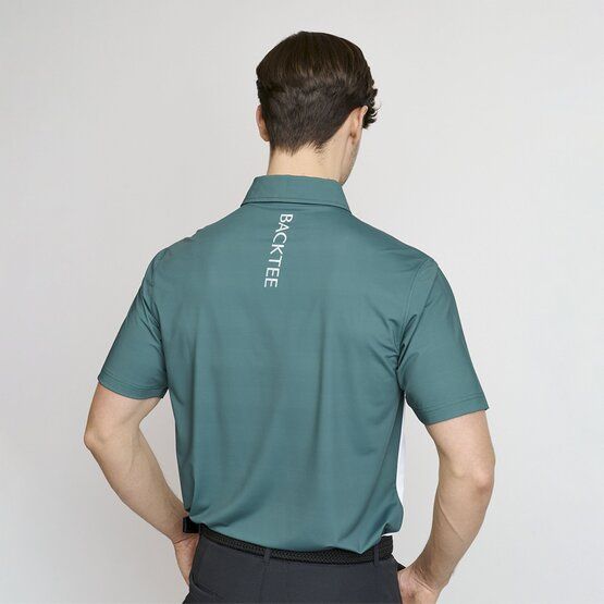 Backtee  Mens Vertical Half Sleeve Polo dark green