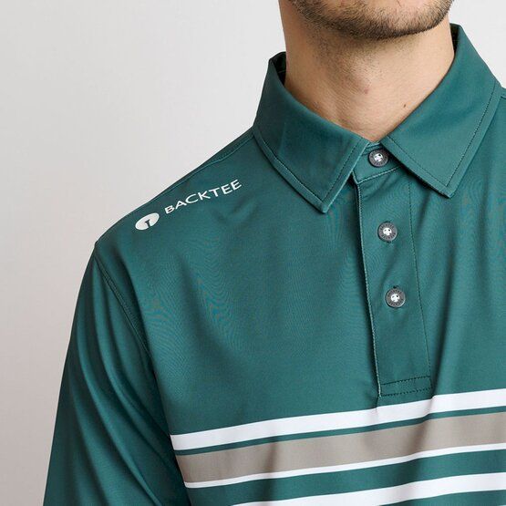 Backtee  Mens Vertical Half Sleeve Polo dark green