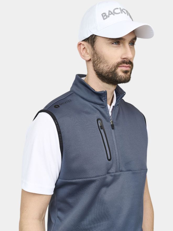 Backtee Mens Shield Midlayer Slipover Windstopp Weste blau