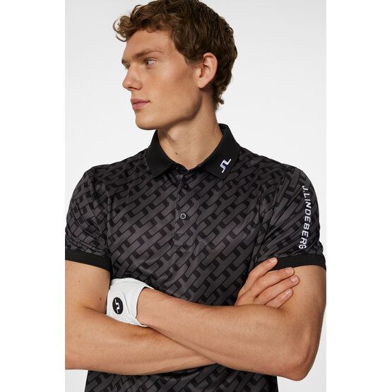 J.Lindeberg Tour Tech polo s krátkým rukávem černá