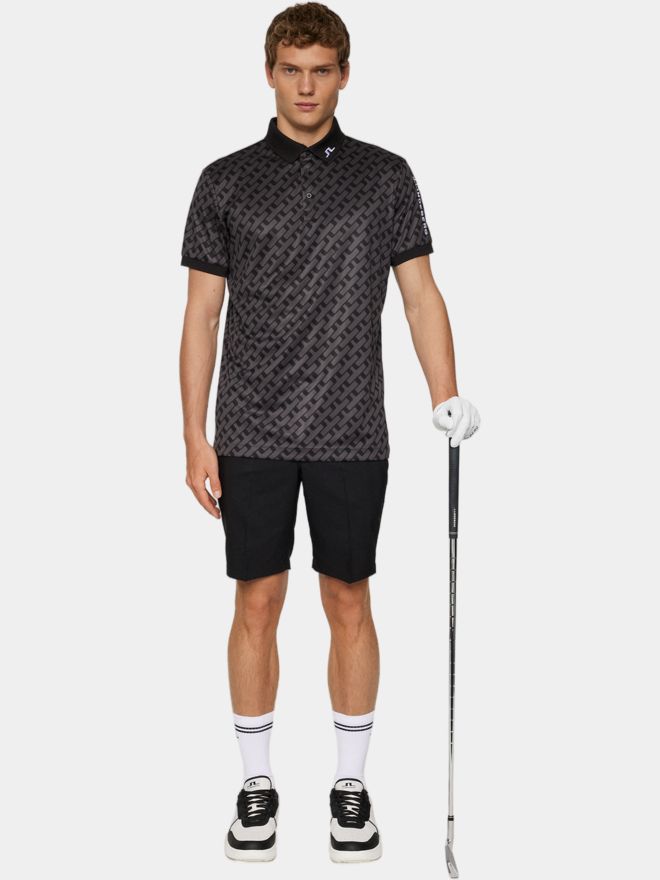 J.Lindeberg Tour Tech Print Halbarm Polo schwarz