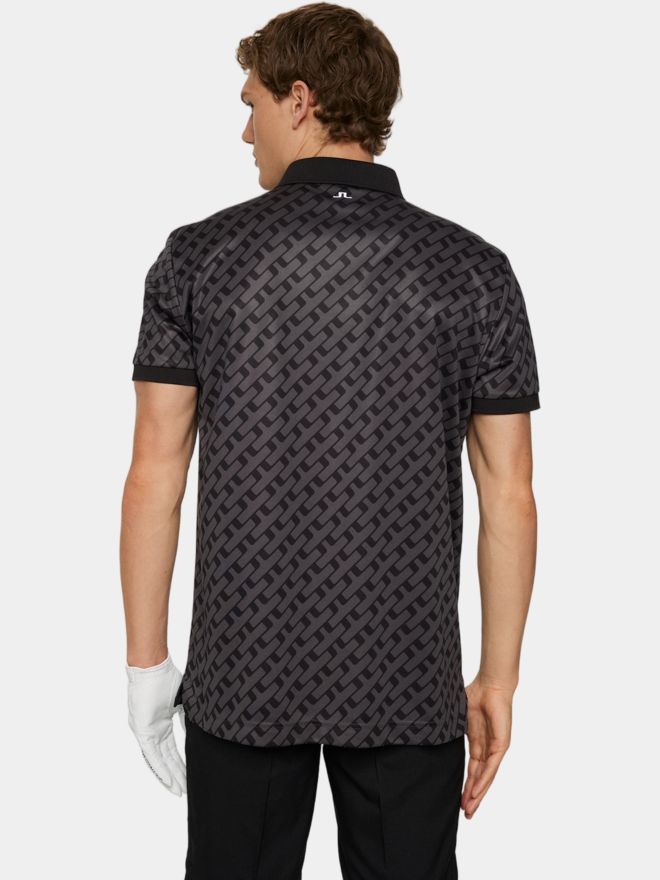 J.Lindeberg Tour Tech Print Halbarm Polo schwarz