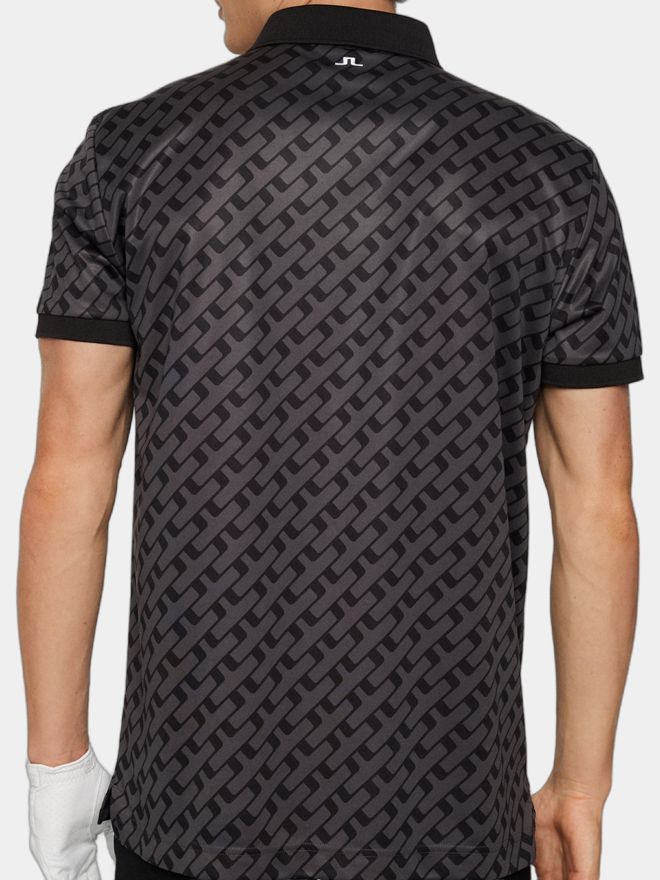 J.Lindeberg Tour Tech Print Halbarm Polo schwarz