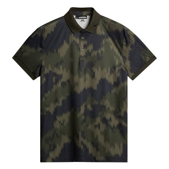 J.Lindeberg Tour Tech Print Halbarm Polo oliv