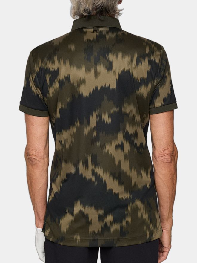J.Lindeberg Tour Tech Print Halbarm Polo oliv