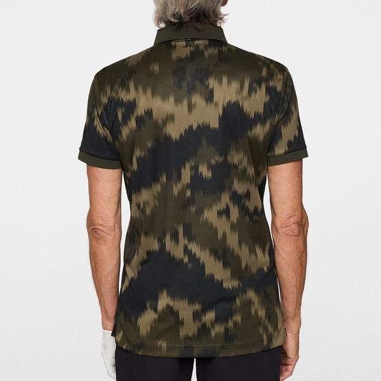 J.Lindeberg Tour Tech Print Halbarm Polo oliv