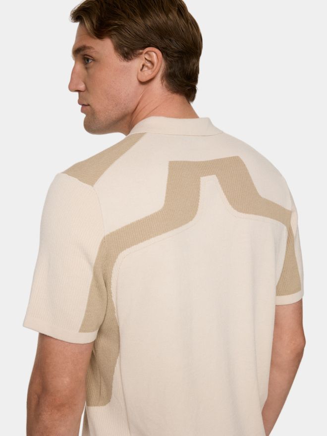 J.Lindeberg Ruben Knitted Shirt Halbarm Polo beige
