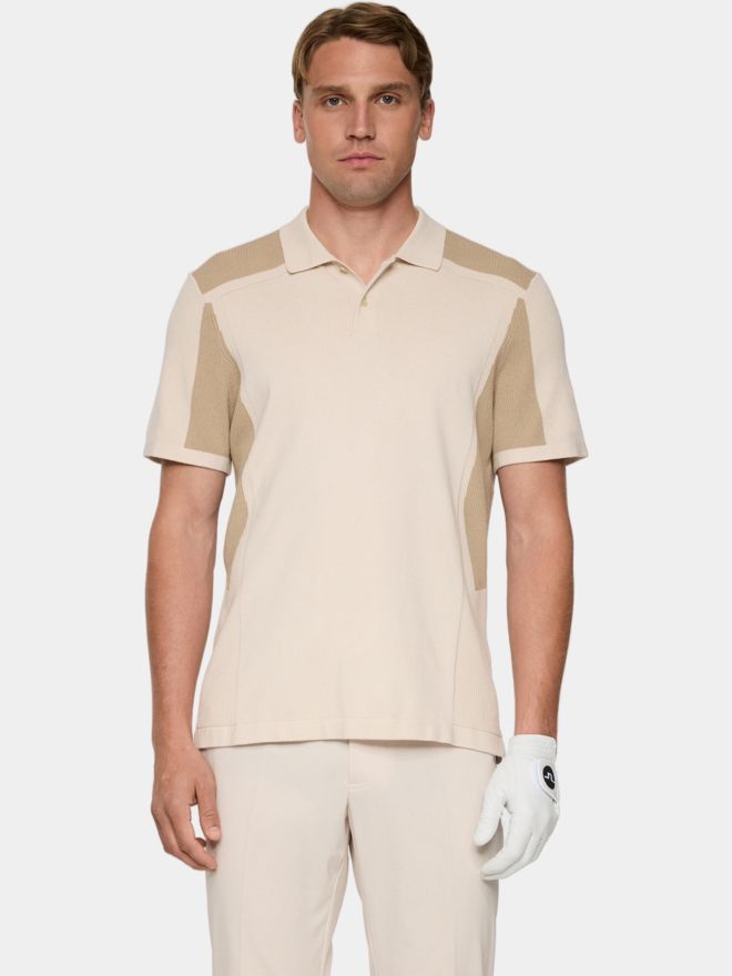 J.Lindeberg Ruben Knitted Shirt Halbarm Polo beige