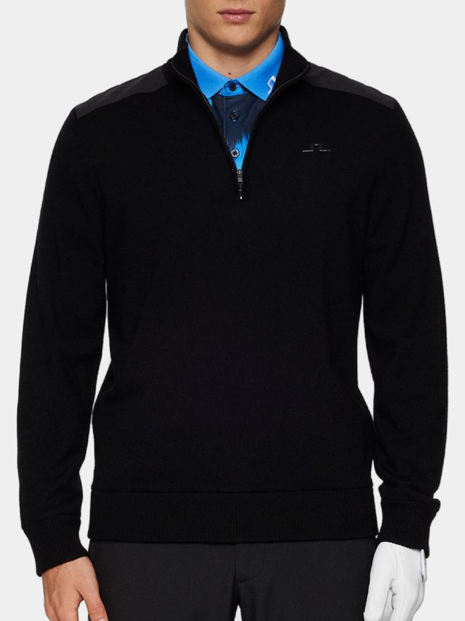 J.Lindeberg Jeffrey Windbreaker Sweater Windstopp Strick schwarz