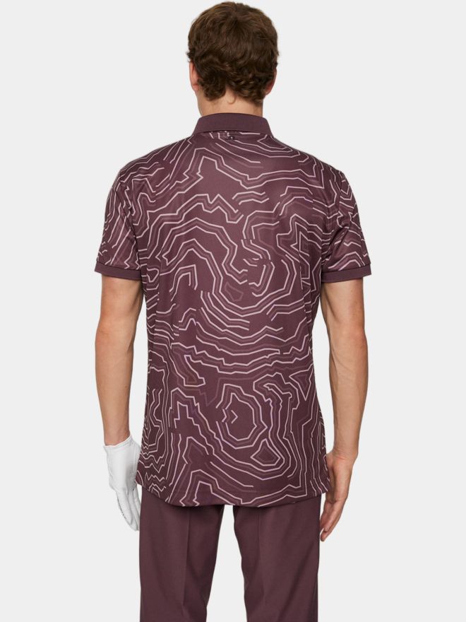 J.Lindeberg Tour Tech Print Halbarm Polo beere