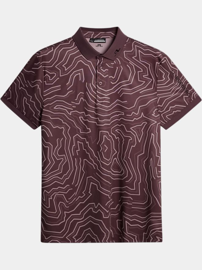 J.Lindeberg Tour Tech Print Halbarm Polo beere
