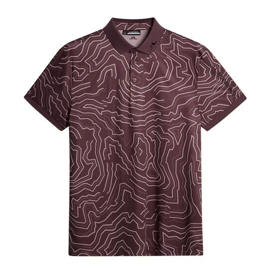 J.Lindeberg Tour Tech Print Halbarm Polo beere