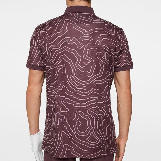 J.Lindeberg Tour Tech Print Halbarm Polo beere