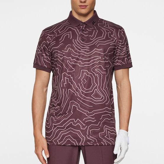 J.Lindeberg Tour Tech Print Halbarm Polo beere
