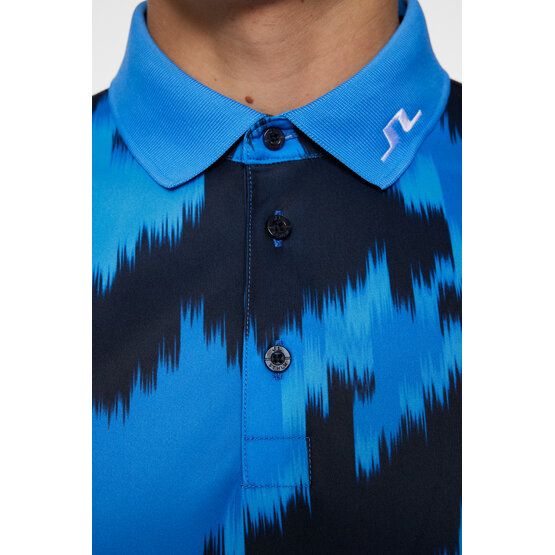 J.Lindeberg Tour Tech Print Halbarm Polo hellblau