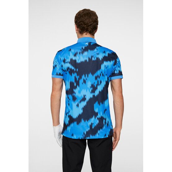 J.Lindeberg Tour Tech Print Halbarm Polo hellblau