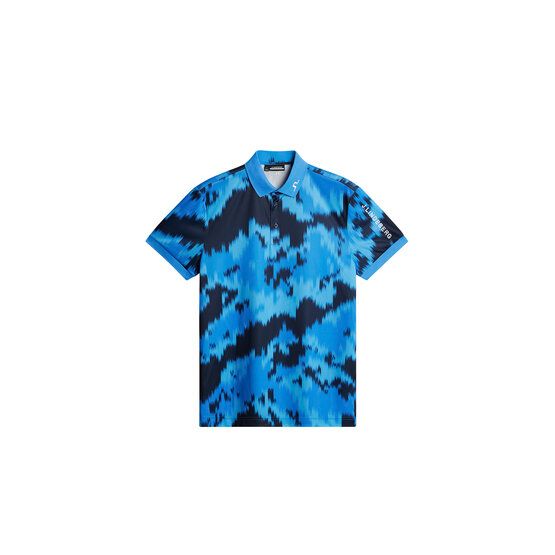J.Lindeberg Tour Tech Print Halbarm Polo hellblau