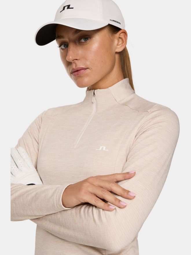 J.Lindeberg Steffi Quarter Zip Stretch Midlayer beige