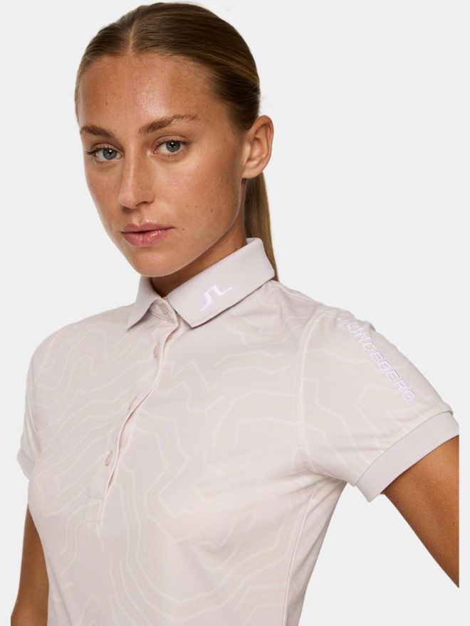J.Lindeberg Tour Tech Print Halbarm Polo rosa