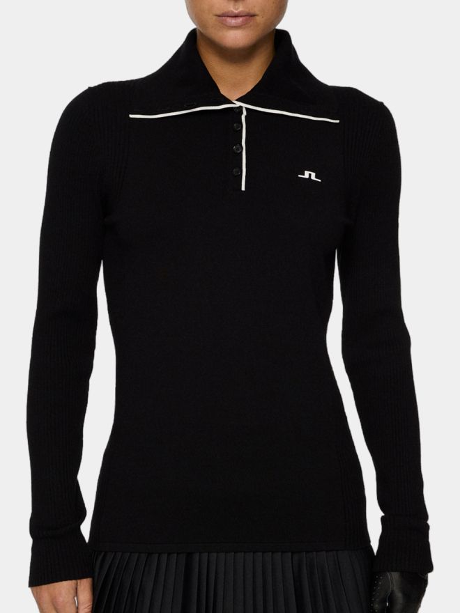 J.Lindeberg Leonie Knitted Shirt Rollkragen Strick schwarz