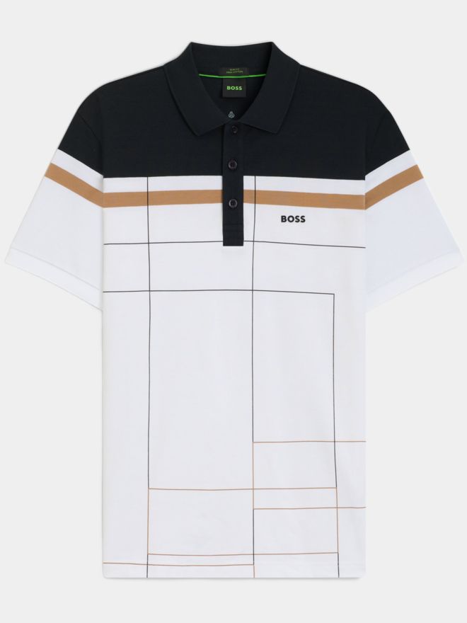 BOSS Paule GOC Halbarm Polo weiß