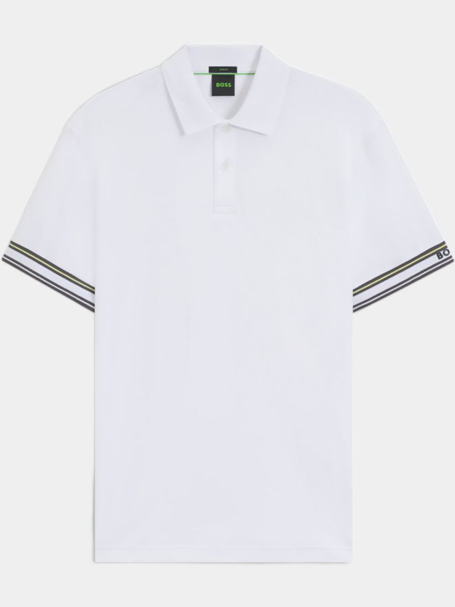 BOSS Polo Zone Halbarm Polo weiß