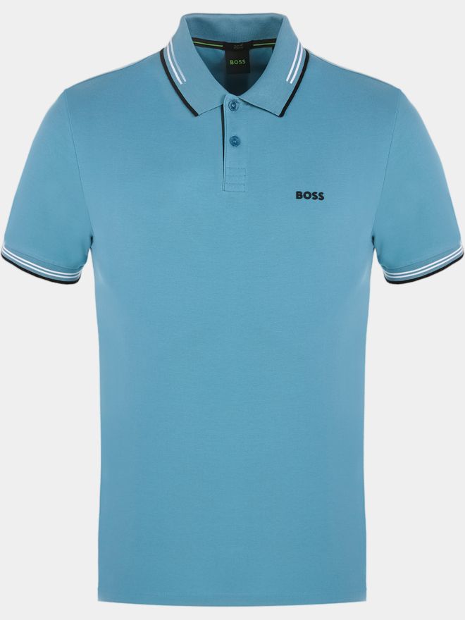 BOSS Paul Halbarm Polo blau